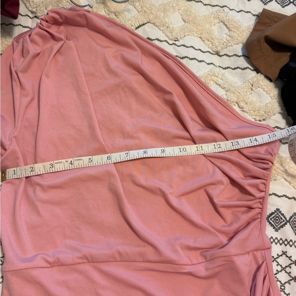 SHEIN Pink Asymmetrical Ruched Gown - Picture 4 of 7